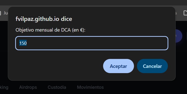 Edición del objetivo mensual de DCA en €